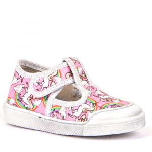 Froddo Vegan Canvas T-Bar Shoes with Natural Rubber Flexible Sole - Pink