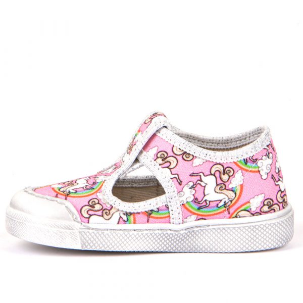 Froddo Vegan Canvas T-Bar Shoes with Natural Rubber Flexible Sole - Pink - Image 3