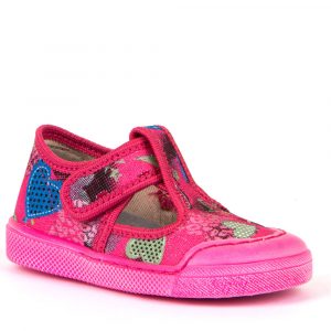 Froddo Vegan Canvas T-Bar Shoes with Natural Rubber Flexible Sole - Fuchsia